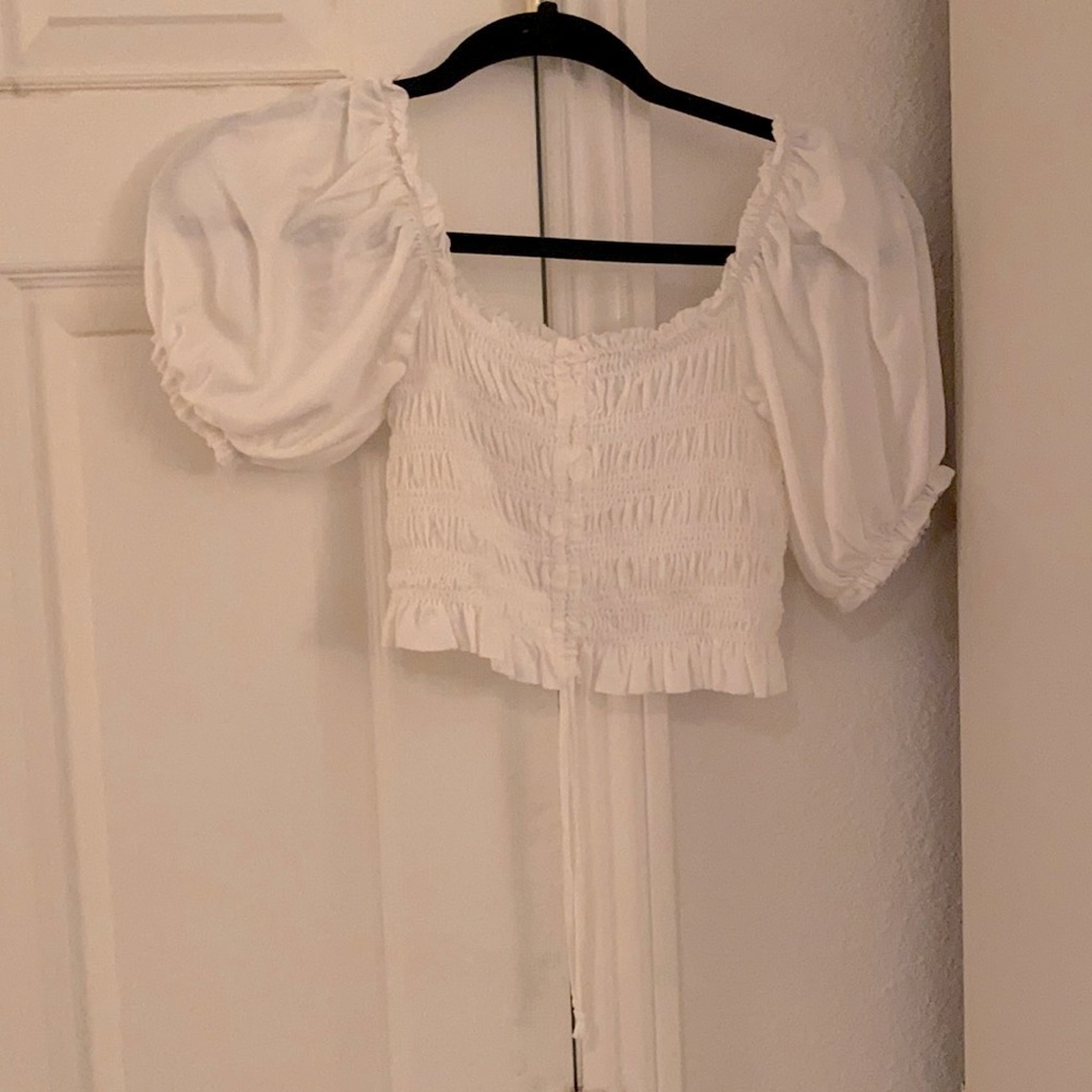 White smocked crop top